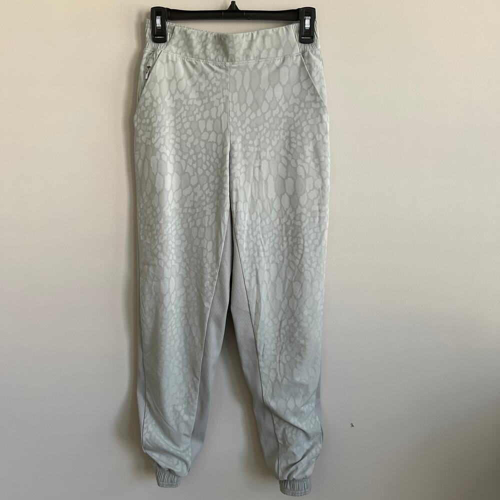 Athleta Brooklyn Lined Ribbed Camo Animal Print Joggers Mint Green Grey 2